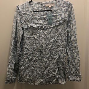 Loft blue floral blouse